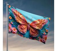 Bandiere per i ragazzi, una farfalla di carta colorata circondata da fiori. Bandiera decorazione per camera da letto da uomo roba fresca per la tua stanza (120 x 180 cm)