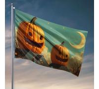 Bandiere per i ragazzi zucche di Halloween sui tetti con una luna crescente. Bandiera decorazione per camera da letto per gli uomini roba fresca per la tua stanza (60 x 90 cm)