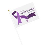 Bandiere per il mese della consapevolezza sull'Alzheimer e sul cervello, piccole bandiere portatili con asta per decorazioni per feste