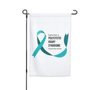 Bandiere per il mese di sensibilizzazione sulla sindrome dell'ovaio policistico, bandiera da giardino, decorazione perfetta per il cortile, striscione da 12x18 pollici, decorazione per esterni bifacci