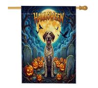 Bandiere per la casa a pelo corto tedesco di Halloween, 71 x 101 cm, su entrambi i lati, per decorazioni, cimiteri, cortile, casa, tela, bandiere per la casa, bandiere decorative per il cortile del