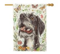 Bandiere per la casa a pelo metallico tedesco primaverile 71,1 x 101,6 cm su entrambi i lati, fiori dei cartoni animati, bandiere verticali per la casa, bandiere di iuta per cani decorazioni per