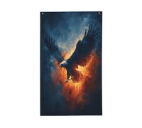 Bandiere per la casa con aquila che si alza dal fuoco, 0,9 x 1,5 m, striscione di auguri con occhielli per interni ed esterni, decorazioni per la casa per feste