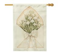 Bandiere per la casa con bucaneve primaverili, 71 x 101 cm, su entrambi i lati, divertente busta con fiori e foglie, bandiere per la casa in iuta standard, bandiere floreali per il cortile decorazione