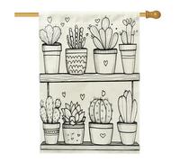 Bandiere per la casa con cactus tropicali in vaso, 71 x 101 cm, double face, per esterni, graziose bandiere verticali in tela per la casa, divertente decorazione per cortile anteriore occidentale