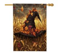 Bandiere per la casa con cappello da strega magico di Halloween, 71 x 101 cm, double face, per esterni, divertenti foglie d'acero, bandiere verticali standard per la casa, decorazioni per la casa e il