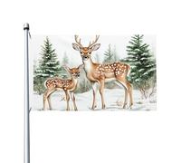 Bandiere per la casa con cervi e cerbiatti nella neve, 3 x 1,5 m, striscione di auguri con occhielli per interni ed esterni, decorazioni per la casa
