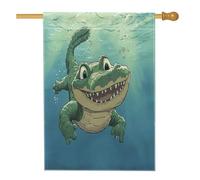 Bandiere per la casa con coccodrillo, 71 x 101 cm, double-face, per esterni, con coccodrillo, divertente bandiera verticale standard per la casa, bandiera con stampa anime strana per cortile