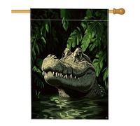 Bandiere per la casa con coccodrillo palude, 71 x 101 cm, per esterni, fantastiche e divertenti bandiere verticali in lino per la casa, strane e divertenti bandiere con stampa da cortile e cortile