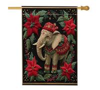 Bandiere per la casa con elefanti di buon Natale, 71 x 101 cm, double-face, per esterni, con animali estetici, in lino, verticale, per la casa, per le vacanze, la fauna selvatica, cortile, cortile
