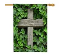 Bandiere per la casa con foglie di piante pasquali primaverili, 71 x 101 cm, double face, per esterni, croce botanica verde, bandiera verticale standard per la casa, paesaggio per le vacanze, bandiera