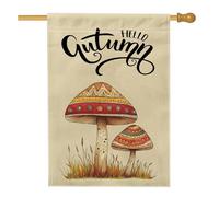 Bandiere per la casa con fungo autunnale bohémien, 70 x 101 cm, double face, per esterni, vintage con pianta autunnale, standard verticale, decorazione per la casa, stile anni '70, decorazione per