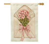 Bandiere per la casa con geranio primaverile, 71 x 101 cm, a doppio lato, busta con fiori divertenti e foglie, bandiere per la casa in iuta standard, bandiere floreali per il cortile decorazione