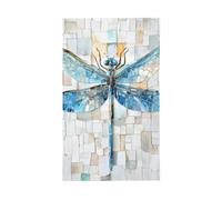 Bandiere per la casa con libellula azzurra e foglia di tè, 0,9 x 1,5 m, striscione di auguri con occhielli per interni ed esterni, decorazioni per la casa per feste