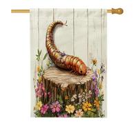 Bandiere per la casa con lombrichi primaverili, 71,1 x 101,6 cm, su entrambi i lati, per decorazioni, con ceppi di legno floreale, bandiere per la casa, bandiere per la casa in iuta per insetti per