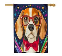 Bandiere per la casa con matite per cani Beagle, 71 x 101 cm, per esterni, divertente per il rientro a scuola, bandiere verticali standard per la casa, per animali domestici, cortile, cortile, cortile