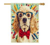 Bandiere per la casa con matite per cani Cocker Spaniel, 71 x 101 cm, per esterni, divertente per il rientro a scuola, bandiere verticali standard per la casa, per animali domestici, cortile, cortile