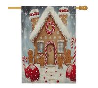 Bandiere per la casa con omino di pan di zenzero Merry Christmas, 71 x 101 cm, double-face, per esterni, divertenti e dolci natalizi, in tela, per la casa, per le vacanze, per cortile, cortile