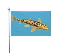 Bandiere per la casa con pesci gialli dorati, 0,9 x 1,5 m, striscione di auguri con occhielli per interni ed esterni, decorazioni per la casa