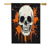 Bandiere per la casa con scheletro di Halloween ad acquerello, 71 x 101 cm, per esterni, horror, spaventoso, gotico, teschio gotico, bandiere verticali standard per la casa, raccapricciante cortile