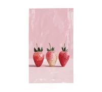 Bandiere per la casa con tre fragole su un cortile rosa, 9 x 1,5 m, striscione di auguri con occhielli per interni ed esterni, decorazioni per la casa per feste