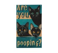 Bandiere per la casa con tre gatti neri con scritta in inglese Are You Pooping Yard House, 0,9 x 1,5 m, con occhielli, decorazioni per interni ed esterni, feste per la casa