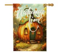 Bandiere per la casa con zucca autunnale divertente, 71 x 101 cm, double-face, per esterni, fantasia autunnale, zucca, scenica, standard, verticale, in tela, per la casa, la foresta magica