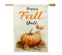 Bandiere per la casa con zucca autunnale strana ad acquerello, 71 x 101 cm, double face per esterni, autunno foglie d'acero raccolto lino verticale tela bandiera per la casa, bandiera per la casa del