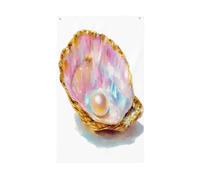 Bandiere per la casa da cortile con bordo dorato e conchiglie di ostrica luminose, 0,9 x 1,5 m, striscione di auguri con occhielli per interni ed esterni, decorazioni per la casa per feste