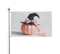 Bandiere per la casa da cortile con cappello da strega nero con fiocco rosa, 9 x 1,5 m, striscione di auguri con occhielli per interni ed esterni, decorazioni per la casa