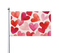 Bandiere per la casa da cortile con cuori ad acquerello, 9 x 1,5 m, striscione di auguri con occhielli per interni ed esterni, decorazioni per la casa