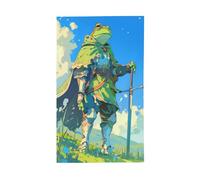 Bandiere per la casa da cortile con rana che indossa un mantello verde, striscione di auguri con occhielli per interni ed esterni, decorazioni per la casa