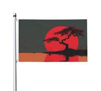 Bandiere per la casa da cortile con sagoma nera con albero vecchio con luna rossa, striscione di auguri stagionale con occhielli per interni ed esterni, decorazioni per la casa per feste