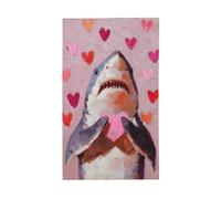 Bandiere per la casa da cortile con squalo che tiene un cuore rosa, 9 x 1,5 m, striscione con occhielli per interni ed esterni, decorazioni per la casa per feste