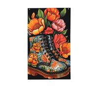 Bandiere per la casa da cortile con stivali con tulipani e peonie, striscione di auguri stagionale con occhielli, per interni ed esterni, feste e decorazioni per la casa