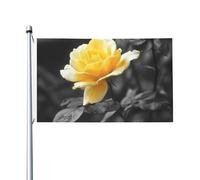 Bandiere per la casa da cortile in bianco e nero con rosa gialla, 0,9 x 1,5 m, striscione di auguri con occhielli per interni ed esterni, decorazioni per la casa per feste