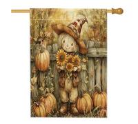 Bandiere per la casa degli spaventapasseri autunnali, 71 x 101 cm, double face, per esterni, zucche agricole autunnali, bandiere per la casa, girasoli per il cortile decorazione esterna