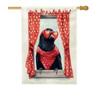 Bandiere per la casa degli uccelli con corvi corvi 71,1 x 101,6 cm, double face, decorative, per San Valentino, divertenti bandiere per la casa, in tela di iuta a forma di cuore, per esterni