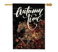 Bandiere per la casa dei cavalli con caduta nera, 71 x 101 cm, doppia faccia per esterni, estetica autunnale foglia d'acero standard verticale su tela per la casa, bandiera retrò con stampa cortile