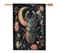 Bandiere per la casa dei coleotteri con rinoceronte primaverile, 71 x 101 cm, double face, misterioso floreale standard, bandiere per la casa, bandiere per insetti sul retro del cortile decorazione