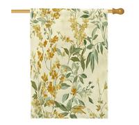Bandiere per la casa dei fiori con verga d'oro primaverile, 71 x 101 cm, double face, per esterni, fiori di campo vintage, bandiere verticali standard per la casa, decorazione estetica per cortile