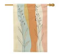 Bandiere per la casa dei fiori con verga d'oro primaverile, 71 x 101 cm, double face, per esterni, stile retrò, fiori di metà secolo, bandiera verticale standard per la casa, divertente bandiera con