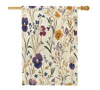 Bandiere per la casa dei fiori viola primaverile, 71 x 101 cm, double face, per esterni, fiori di campo vintage, bandiere verticali standard per la casa, decorazione estetica per cortile anteriore