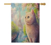 Bandiere per la casa dei gatti britannici a pelo corto primaverile, 71 x 101 cm, double face, per esterni, torri romantiche, bandiere verticali in tela per la casa, bandiera con stampa di gattini e