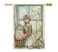 Bandiere per la casa dei gatti del Bengala primaverile pasquale, 71 x 101 cm, double face, per esterni, bandiera verticale standard per casa, casa colonica, cortile, cortile