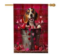 Bandiere per la casa del cane Beagle, 71,1 x 101,6 cm, double-face, per decorazione di San Valentino, a quadri, per cortile, casa, casa, cortile, bandierine per esterni