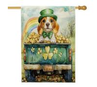 Bandiere per la casa del cane Beagle per il giorno di San Patrizio, 71 x 101 cm, double face, per esterni, per fattoria, camion, cuccioli, bandiere verticali standard per la casa, decorazione