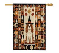 Bandiere per la casa del cane Cavalier King Charles Spaniel di Halloween 71,1 x 101,6 cm su entrambi i lati per decorative, bandiere per la casa in tela a quadri per le vacanze, bandiere per la casa