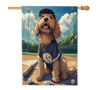 Bandiere per la casa del cane Cockapoo divertenti 71 x 101 cm su entrambi i lati per esterni, baseball sport cucciolo bandiera verticale in tela per la casa, fantastica bandiera divertente per animali