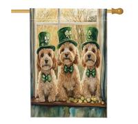 Bandiere per la casa del cane Cockapoo per il giorno di San Patrizio, 71 x 101 cm, double face, per esterni, per finestra, divertente cucciolo, bandiera verticale standard per la casa, bandiera con